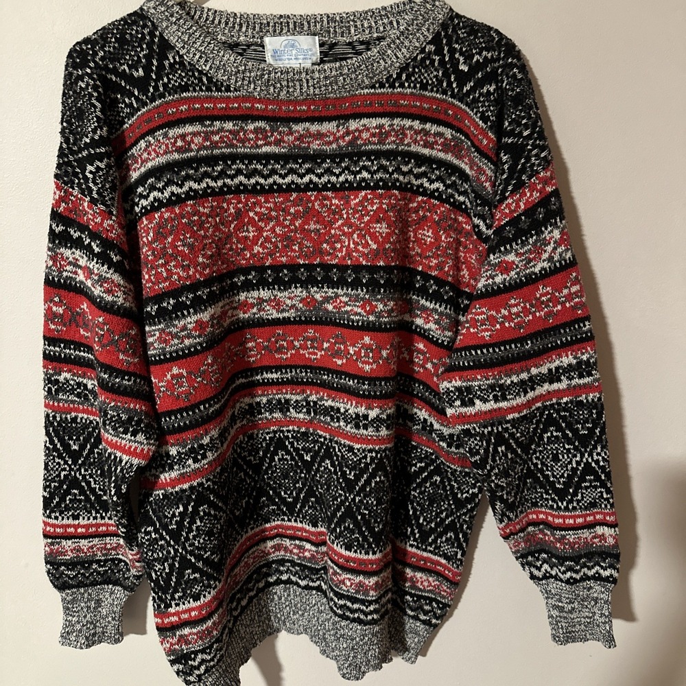 Winter Silks‎ What Pine Company Sweater L Made In The USA Vintage 80's 90's Red